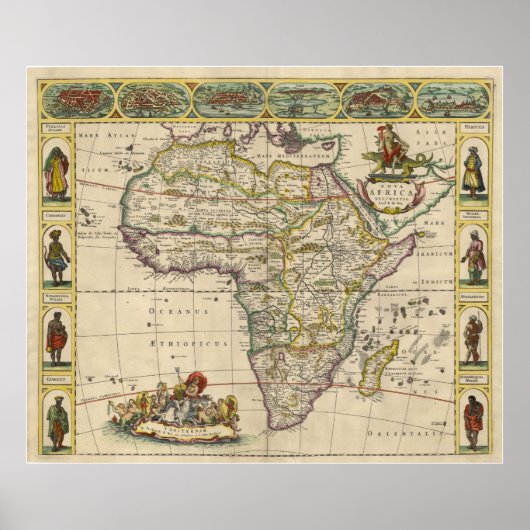  kaart van Afrika (1660) Poster (Voorkant)