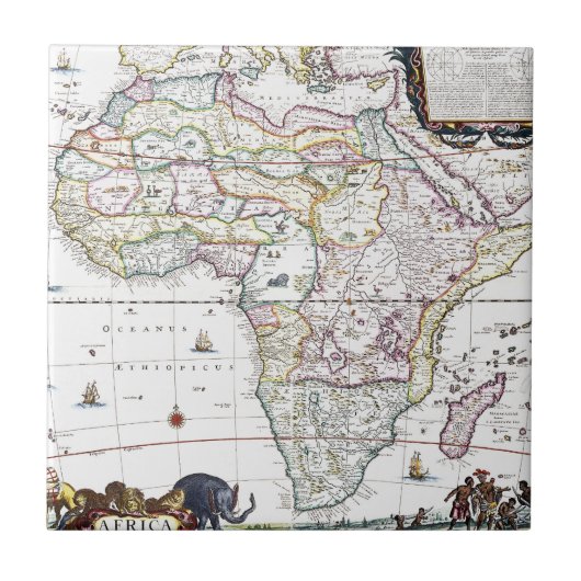 Kaart van Afrika | 1696 Tegeltje (Voorkant)