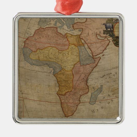 Kaart van Afrika | 1700 Metalen Ornament (Voorkant)