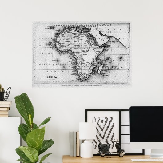 Kaart van Afrika | Door Thomas Stirling gegraveerd Poster (Thuiskantoor)