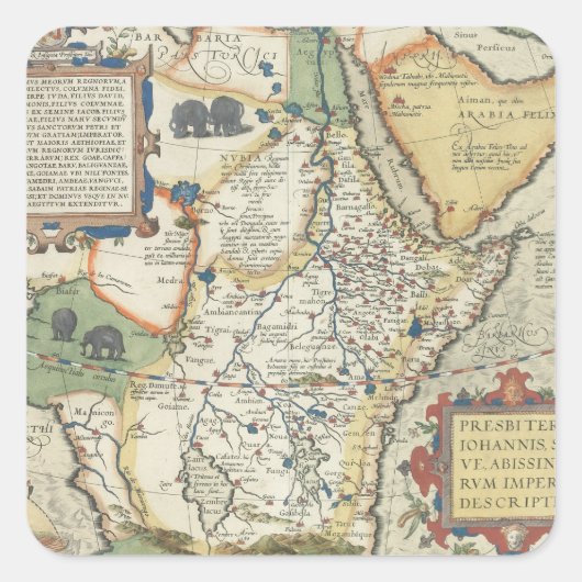 Kaart van Afrika en het Arabisch schiereiland Vierkante Sticker (Voorkant)