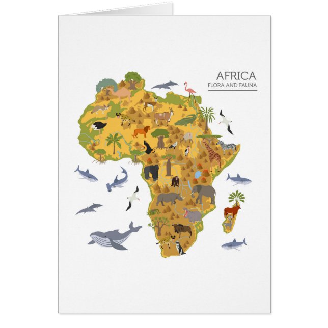 Kaart van Afrika | Flora en fauna (Voorkant)