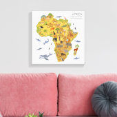 Kaart van Afrika | Flora en fauna Canvas Afdruk (Insitu (Woonkamer))