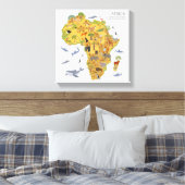 Kaart van Afrika | Flora en fauna Canvas Afdruk (Insitu (Slaapkamer))