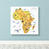 Kaart van Afrika | Flora en fauna Canvas Afdruk (Insitu (Houten vloer))