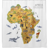 Kaart van Afrika | Flora en fauna Douchegordijn (Voorkant)