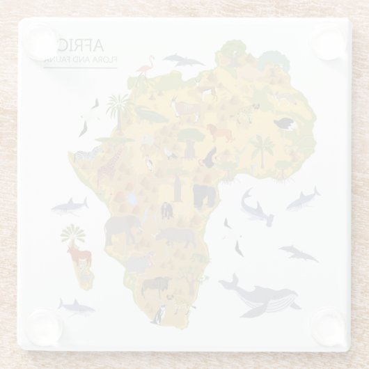 Kaart van Afrika | Flora en fauna Glazen Onderzetter (Achterkant)