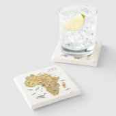 Kaart van Afrika | Flora en fauna Stenen Onderzetter (Zijkant)