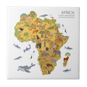 Kaart van Afrika   Flora en fauna Tegeltje