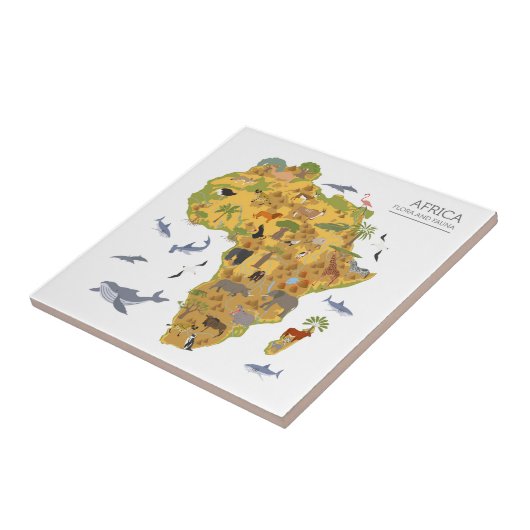 Kaart van Afrika | Flora en fauna Tegeltje (Zijkant)