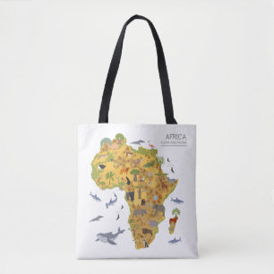 Kaart van Afrika   Flora en fauna Tote Bag