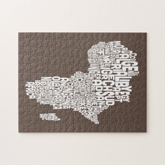 Kaart van Afrika Kaart Tekstkunst Legpuzzel (Horizontaal)