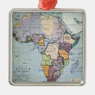 Kaart van Afrika met de Verdragsgrenzen, 1891 Metalen Ornament