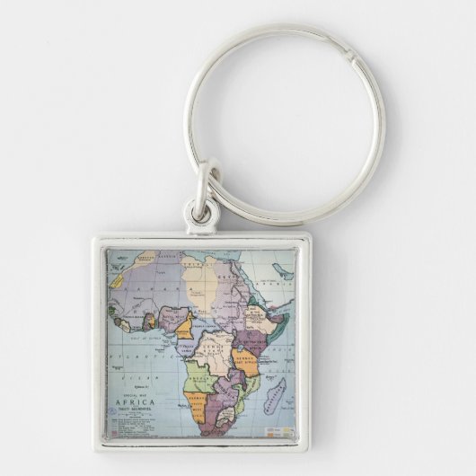 Kaart van Afrika met de Verdragsgrenzen, 1891 Sleutelhanger (Voorkant)