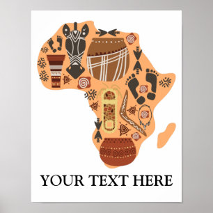 Kaart van Afrika met het erfgoed van de Afrikaanse Poster