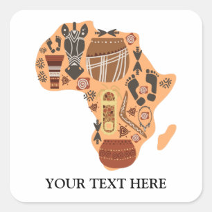 Kaart van Afrika met het erfgoed van de Afrikaanse Vierkante Sticker