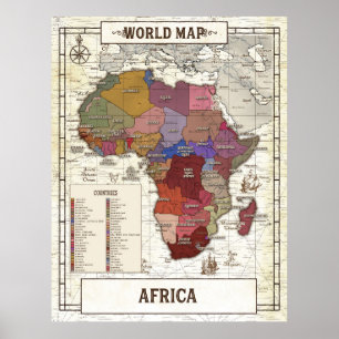 Kaart van Afrika Poster