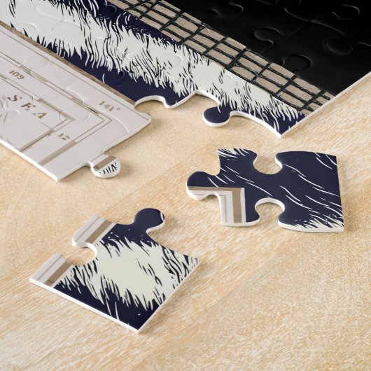 kaart van Afrika Sepia Tone Black White Zebra Legpuzzel (Zijkant)