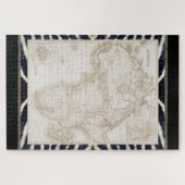  kaart van Afrika Sepia Tone Black White Zebra Legpuzzel (Horizontaal)