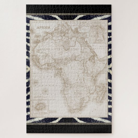  kaart van Afrika Sepia Tone Black White Zebra Legpuzzel (Verticaal)