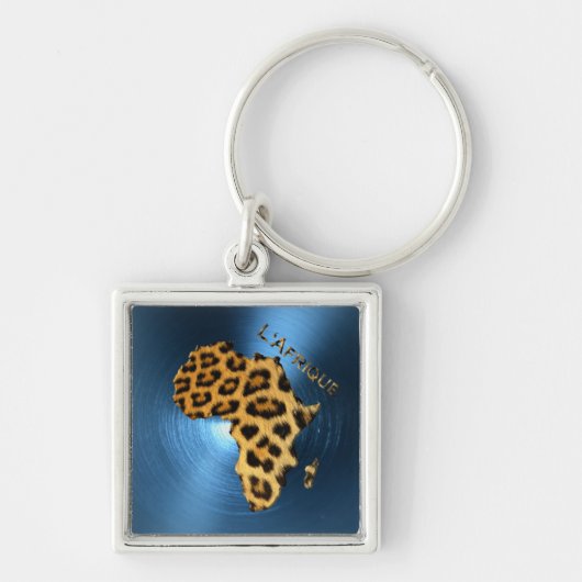Kaart van AFRIKA Steel-Blue Leopard Fur Series Sleutelhanger (Voorkant)