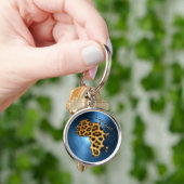 Kaart van AFRIKA Steel-Blue Leopard Fur Series Sleutelhanger (Hand)