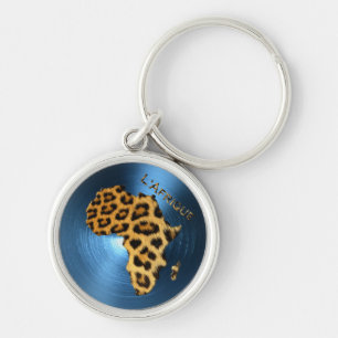 Kaart van AFRIKA Steel-Blue Leopard Fur Series Sleutelhanger