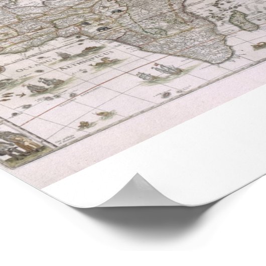 kaart van Afrika uit 1600 Poster (Hoek)