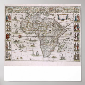 kaart van Afrika uit 1600 Poster