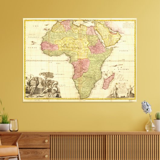 Kaart van Afrika van John Senex (1725) Canvas Afdruk (Insitu (Woonkamer))