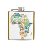 Kaart van Afrika Word Art Flask Heupfles (Voorkant)