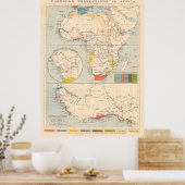  kaart van Afrikaanse kolonies (1884) Poster (Keuken)