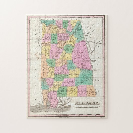  kaart van Alabama (1827) Legpuzzel (Verticaal)