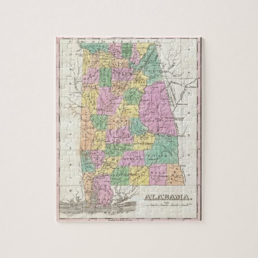  kaart van Alabama (1827) Legpuzzel (Verticaal)