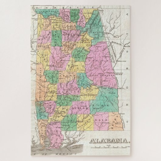  kaart van Alabama (1827) Legpuzzel (Verticaal)