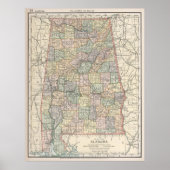  kaart van Alabama (1891) Poster (Voorkant)