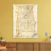 Kaart van Alabama Canvas Afdruk (Insitu (Woonkamer))