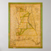  kaart van Alabama door John Melish (1820) Poster (Voorkant)