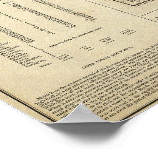 Kaart van Alabama Poster (Hoek)