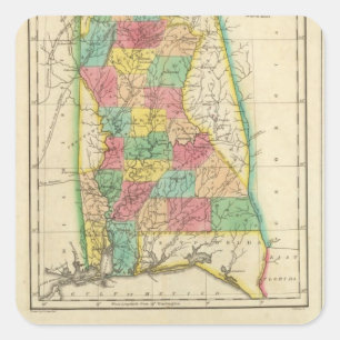 Kaart van Alabama Vierkante Sticker