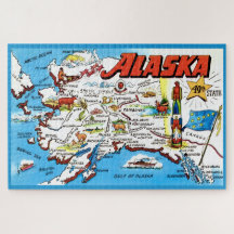 Kaart van Alaska 20x30 Jigsaw Puzzel