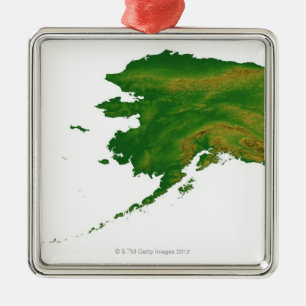 Kaart van Alaska 2 Metalen Ornament