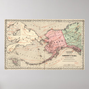  kaart van Alaska en Rusland (1869) Poster