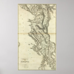 Kaart van Albanië Poster