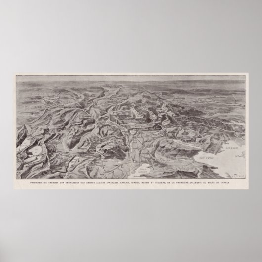 kaart van Albanië, Servië, Bulgarije Poster (Voorkant)