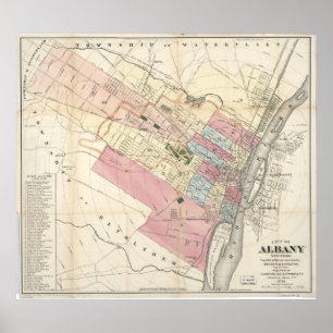  kaart van Albany NY (1874) Poster