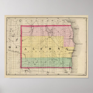 Kaart van Alcona County, Michigan Poster