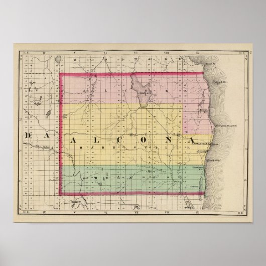 Kaart van Alcona County, Michigan Poster (Voorkant)