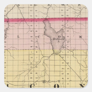 Kaart van Alcona County, Michigan Vierkante Sticker