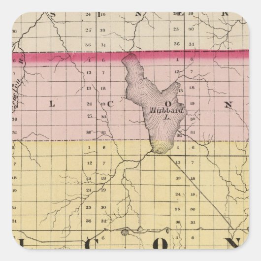 Kaart van Alcona County, Michigan Vierkante Sticker (Voorkant)